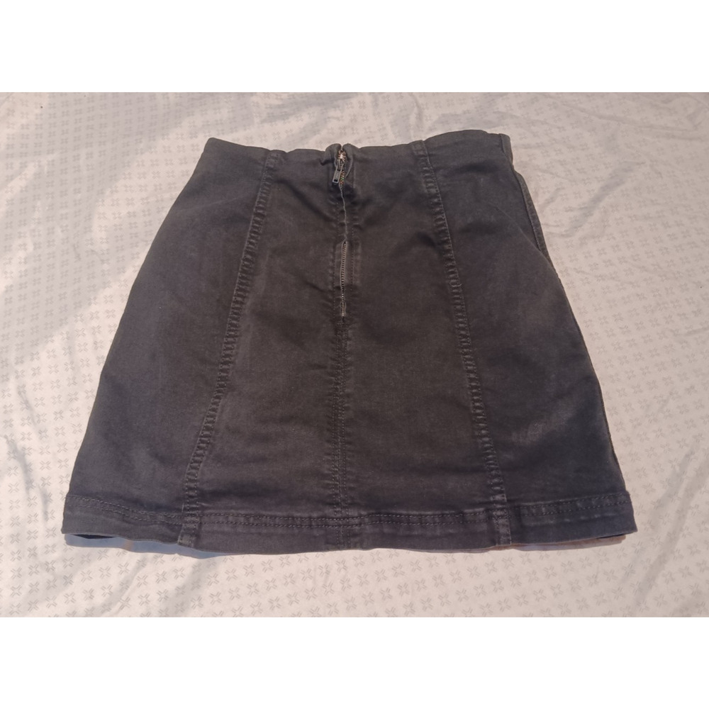 Free People Women’s A‑Line Mini Skirt Black Size 2 Cotton Blend Zip Back